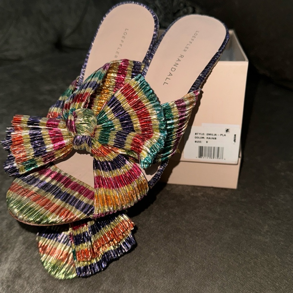 Loeffler Randall Multicolor Bow Slide Sandals